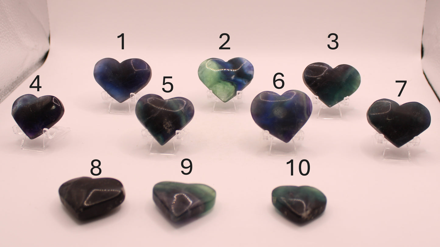 Black Rose Fluorite Heart
