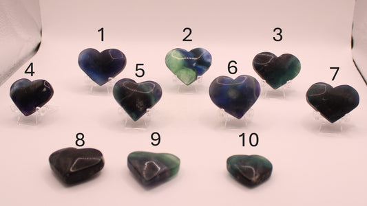 Black Rose Fluorite Heart