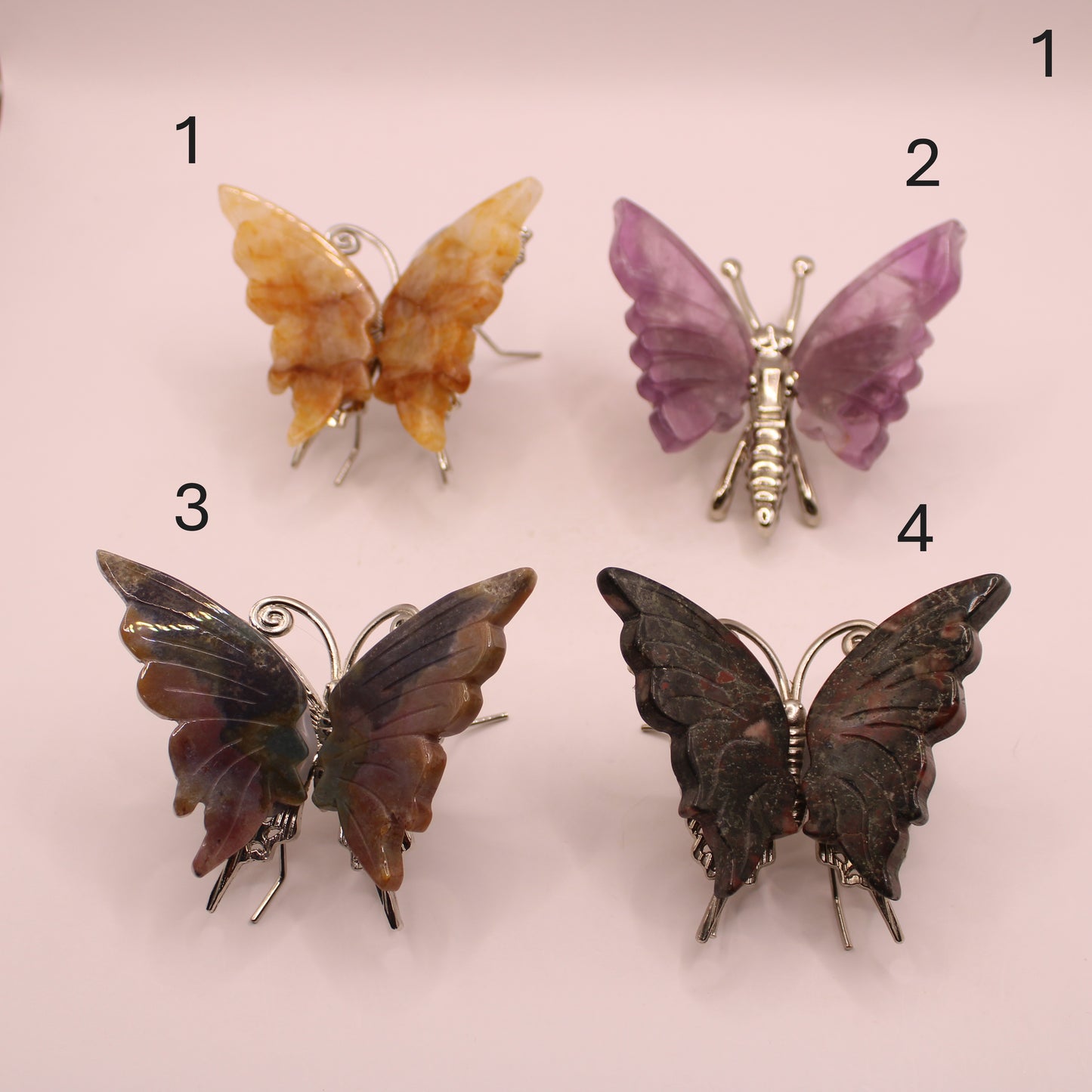 Metal Butterflies with Crystal Wings